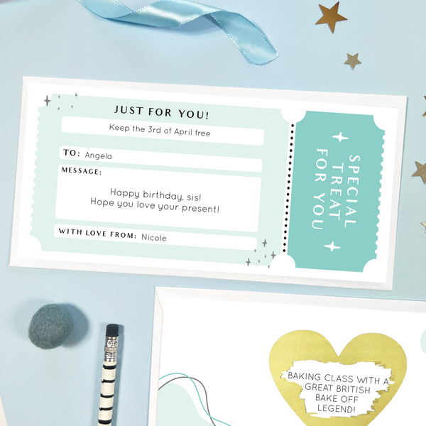 Teal Scratch to Reveal voucher, Scratch Off Card for experience gifts, birthday presents, IOUs for family and friends or just because you want to share a secret message with someone!