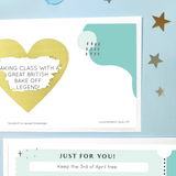 Teal Scratch to Reveal voucher, Scratch Off Card with gold heart panel for experience gifts, birthday presents, IOUs for family and friends or just because you want to share a secret message with someone!