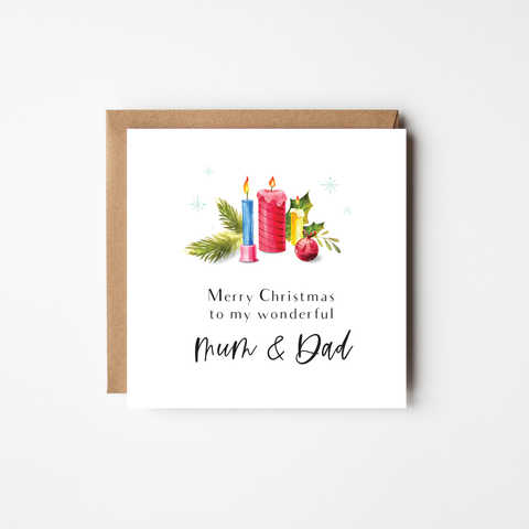 Festive Candles Christmas greeting card