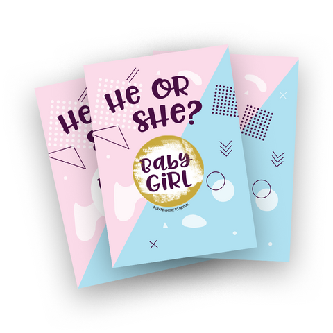 Pink or Blue Gender reveal scratch off card game for baby shower or gneder reveal parties, gender neutral game pack to reveal the gender of a new baby