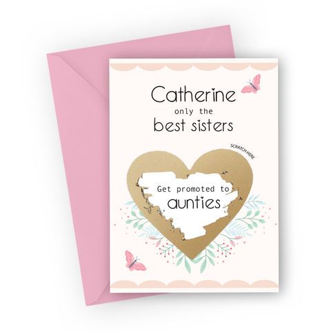 Pink Butterfly Pregnancy Scratch Card for Sister
